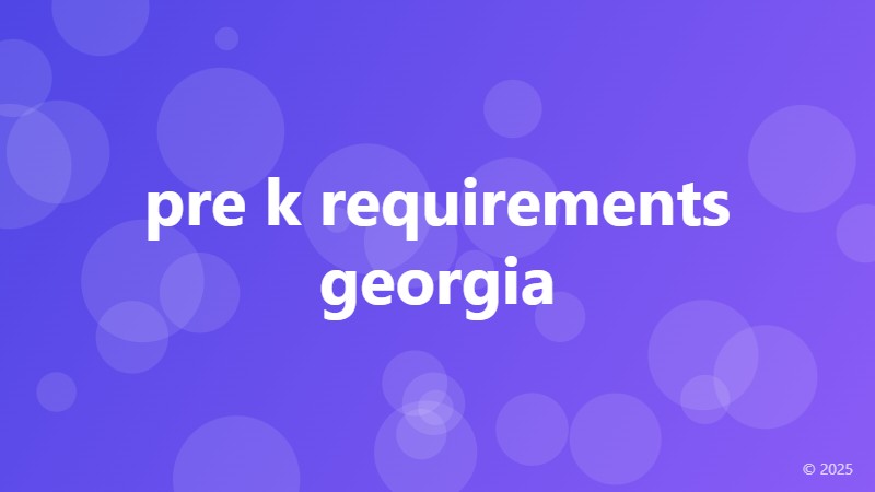 pre k requirements georgia