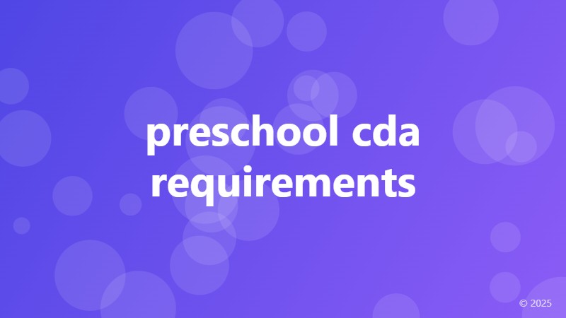 preschool cda requirements