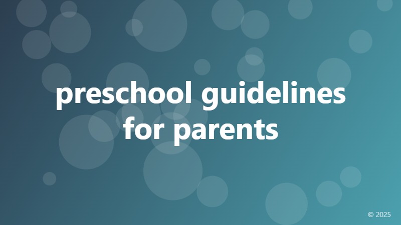 preschool guidelines for parents