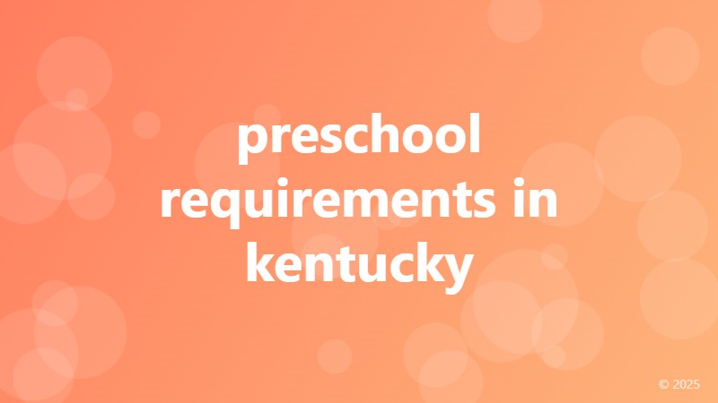 preschool requirements in kentucky
