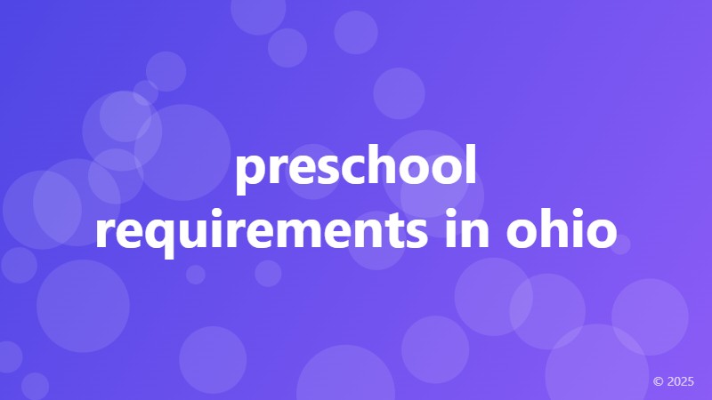 preschool requirements in ohio
