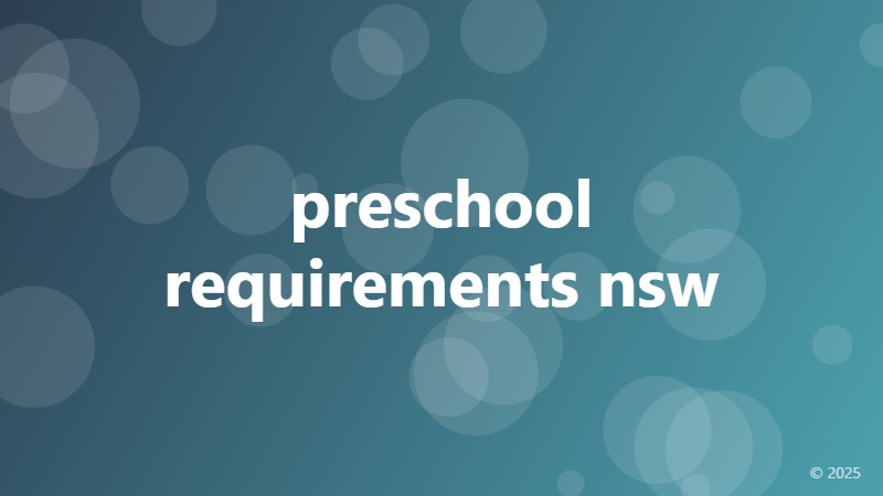 preschool requirements nsw