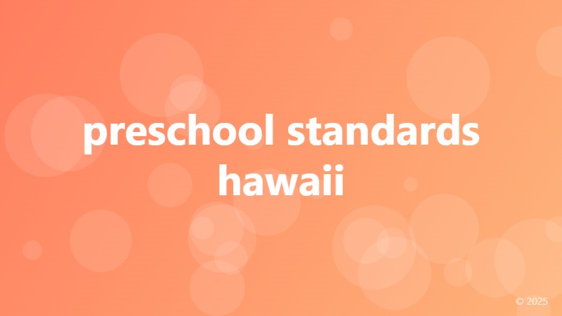 preschool standards hawaii